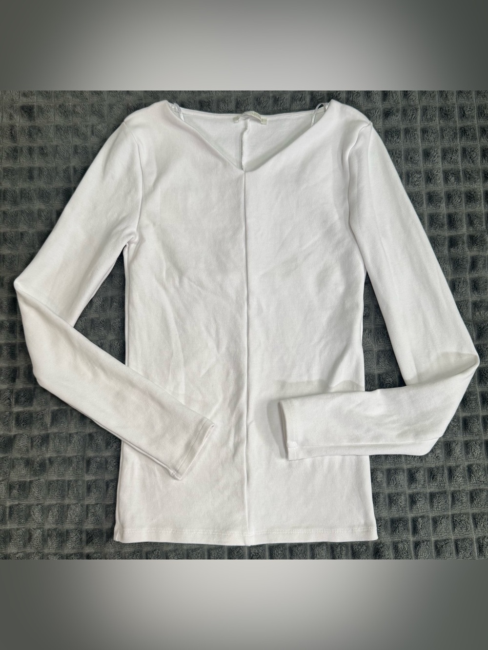❤️ 2/$20 Zara Large Women's White Long-Sleeve V-Neck Top Shirt Blouse (B6)